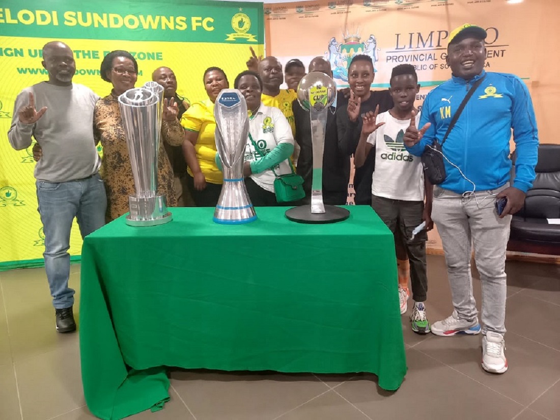 The Premiership Champions Mamelodi Sundowns Football Club representatives' visit to  Department of Sport, Arts and Culture - Olympic Towers to strengthen the working relationship and to showcase the trophies. 